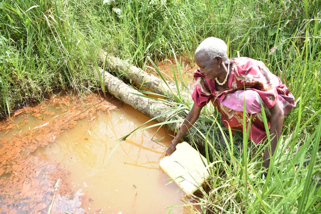 Seniorin holt sauberes Wasser